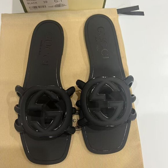 Gucci Women Sandals Slides Rubber .size 39 - Picture 5 of 5